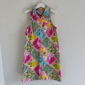 Kids Vintage Lilly Pulitzer Patchwork Print Shirt Dress 10